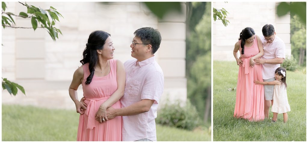 White background and framing trees are the perfect background for maternity photos