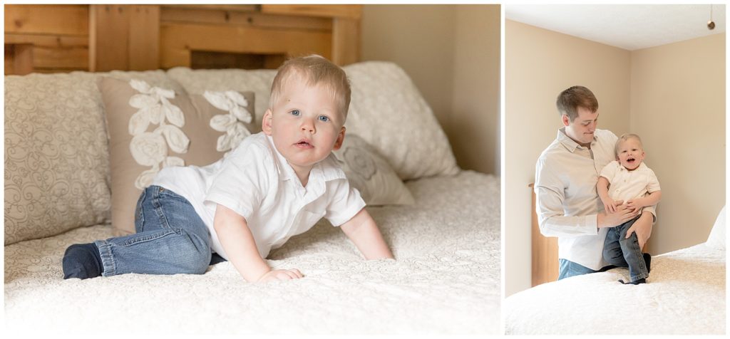 Toddler brother steals the show during newborn brother's newborn photoshoot