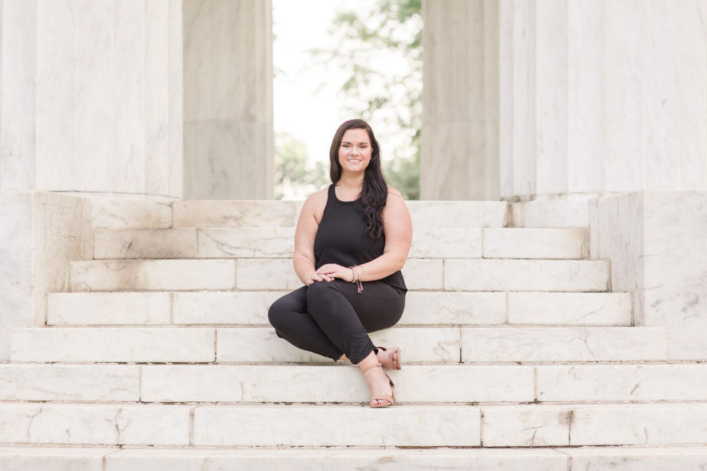Stunning senior pictures on the steps of famous DC memorial
