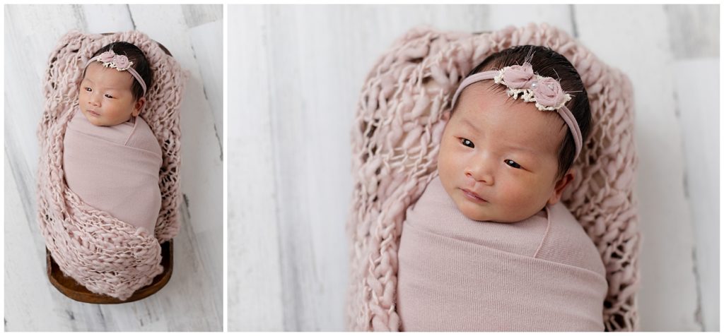 Baby is awake for her newborn photo session
