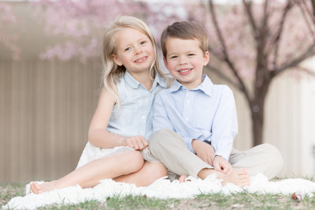 Maryland area kiddos smiles for cherry blossom photos