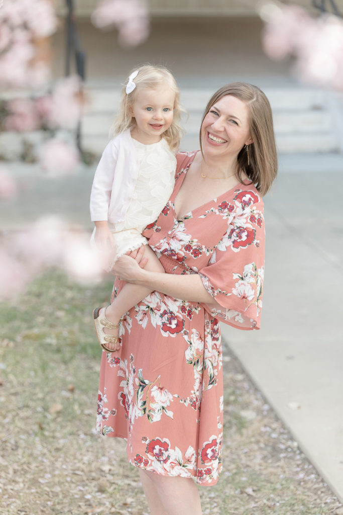 giggly mom daughter spring photoshoot