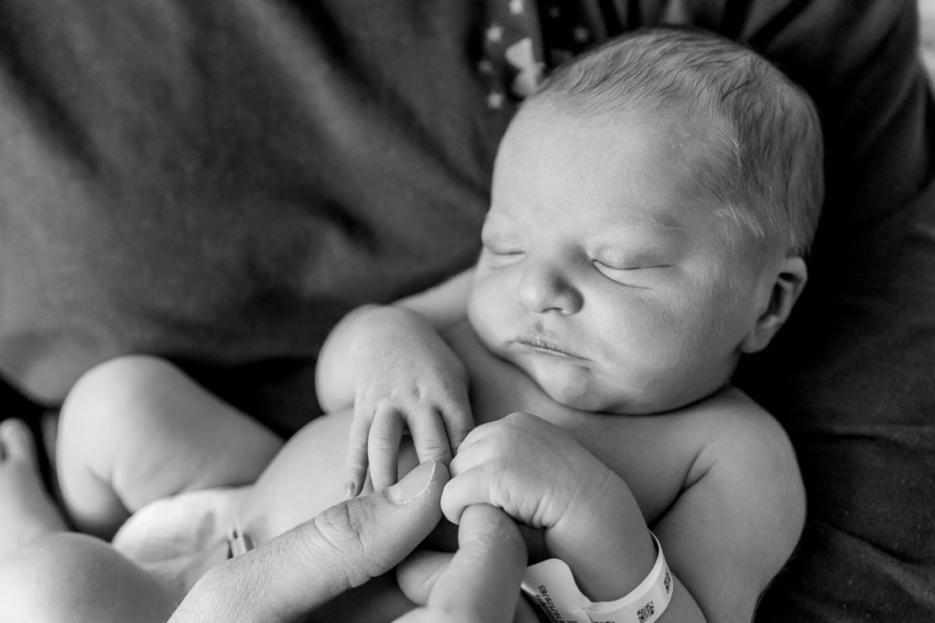 black and white portrait of newborn