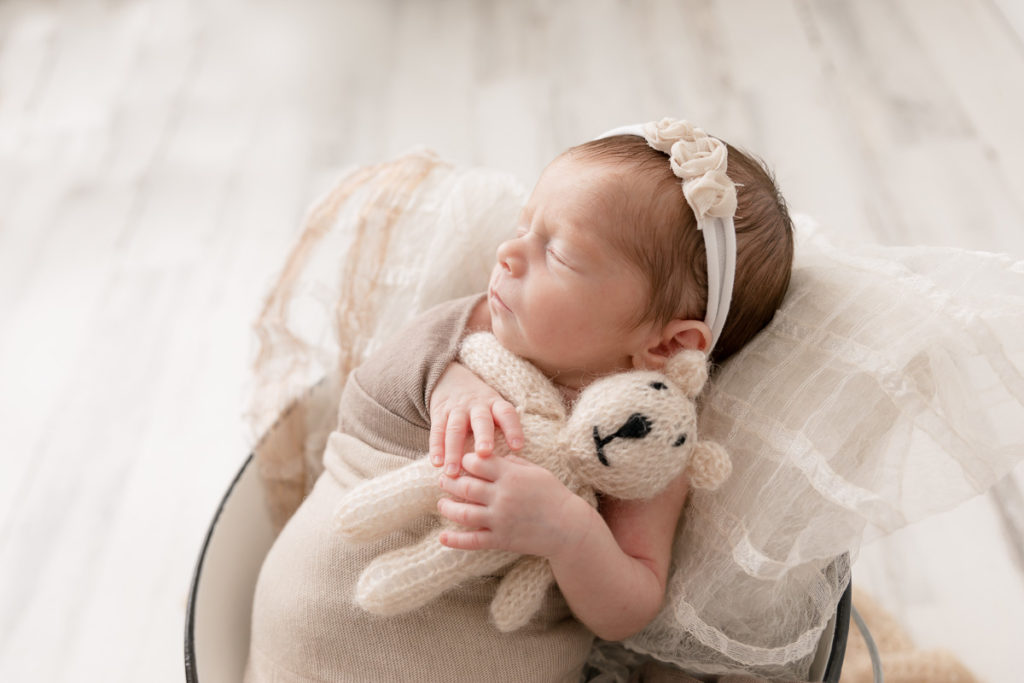 backlit baby in Maryland newborn photography studio