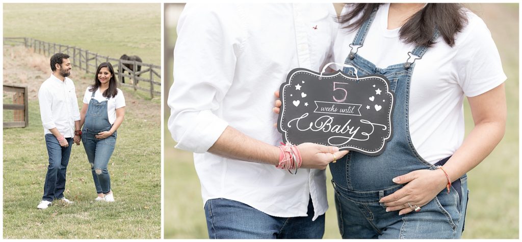 couple poses for maternity photos