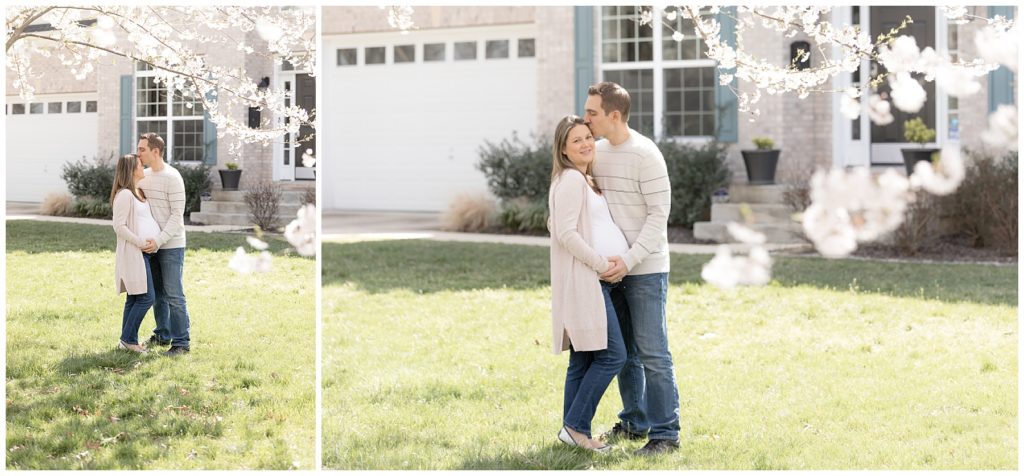 blooming cherry tree at home maternity photos