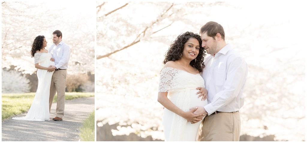 rock your maternity photos in a white lace gown