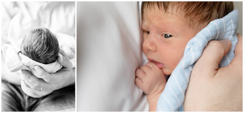close-up shots of newborn in home photos