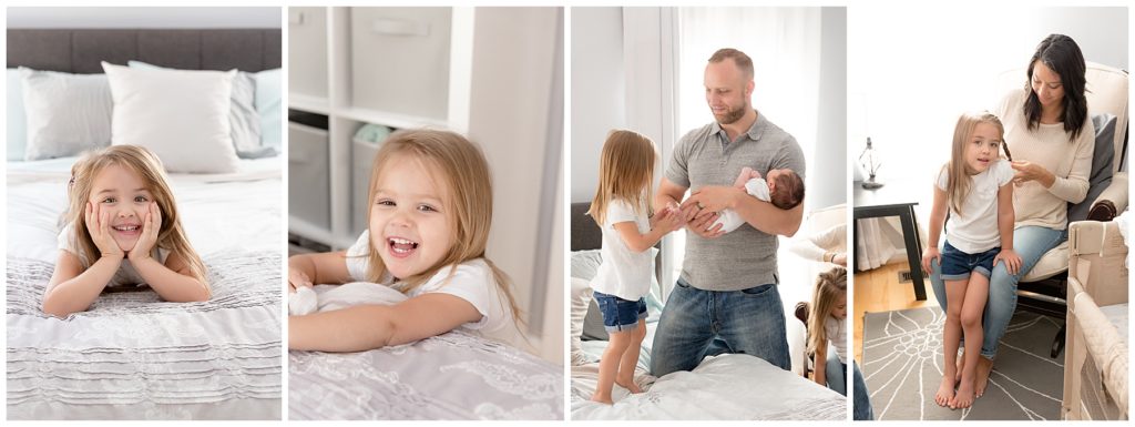 family moments during in-home newborn pictures