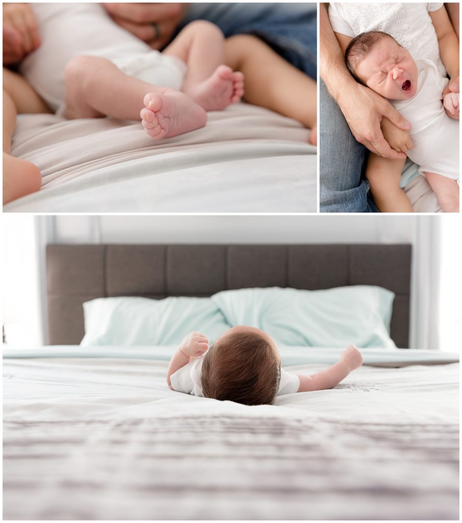 Maryland newborn photographer makes collage of in-home photo 
session