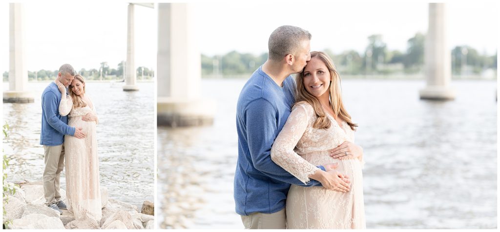sweet couples posing during maternity session