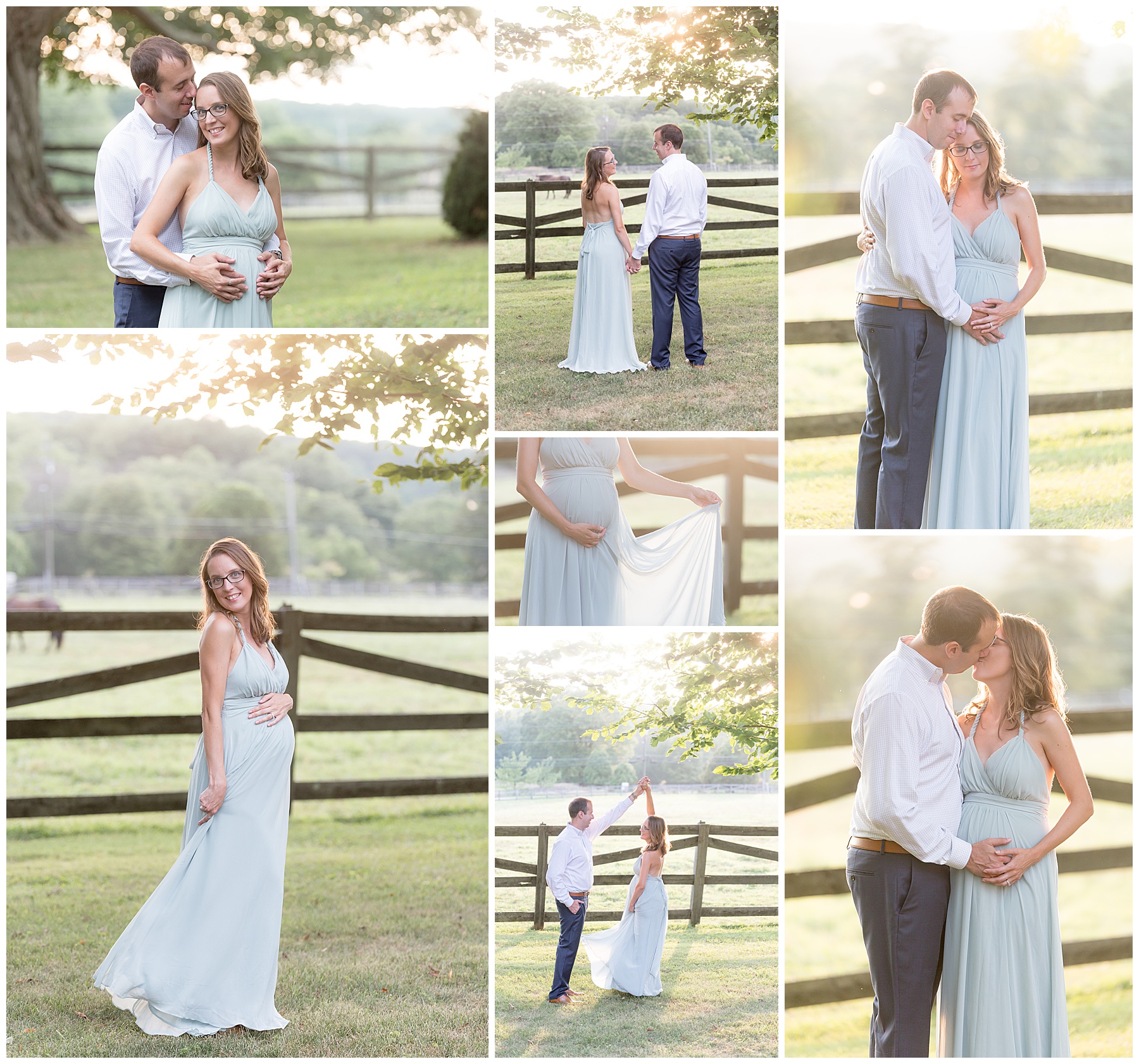 pregnancy photos with a beautiful dress and gorgeous light