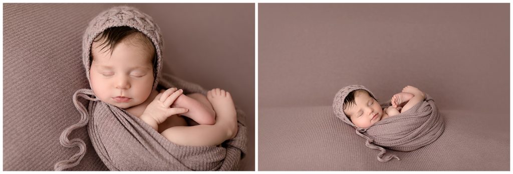 pullback and detail shots of relaxed newborn pose
