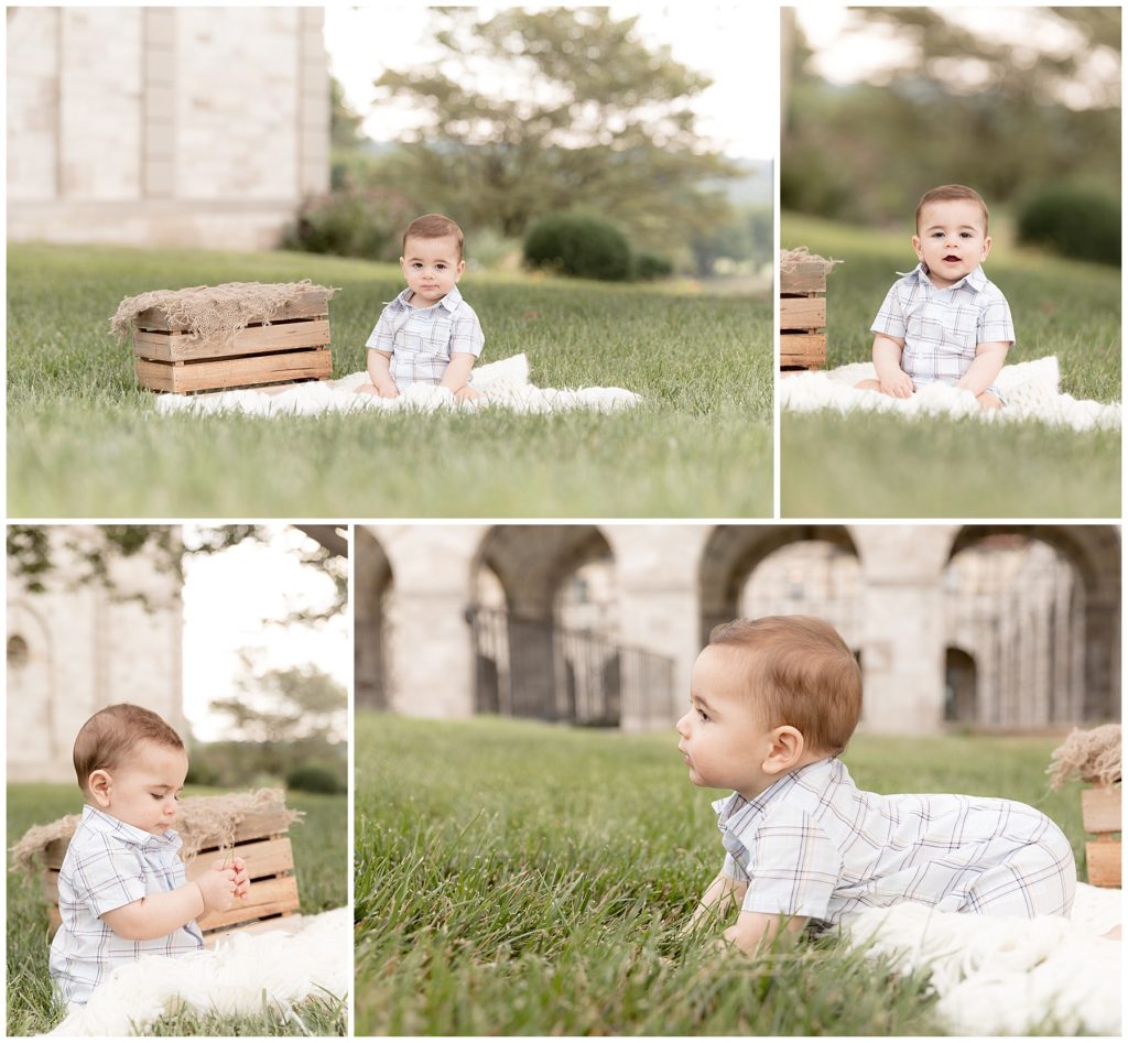 7 month baby boy sits for photos, no stranger danger here