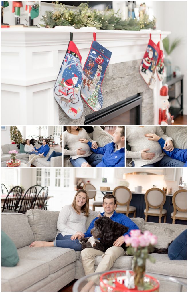 in-home maternity photos with dog
