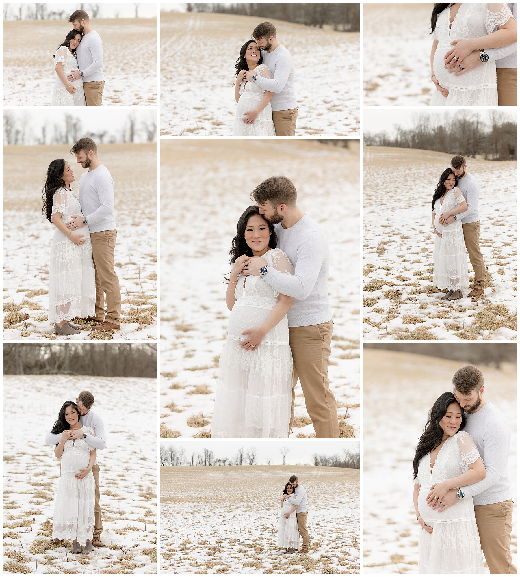 collage of Winter Maternity Photos at the Howard County Conservancy