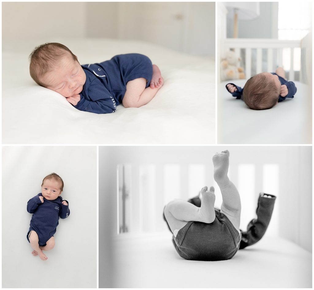 newborn photos at home show off new baby