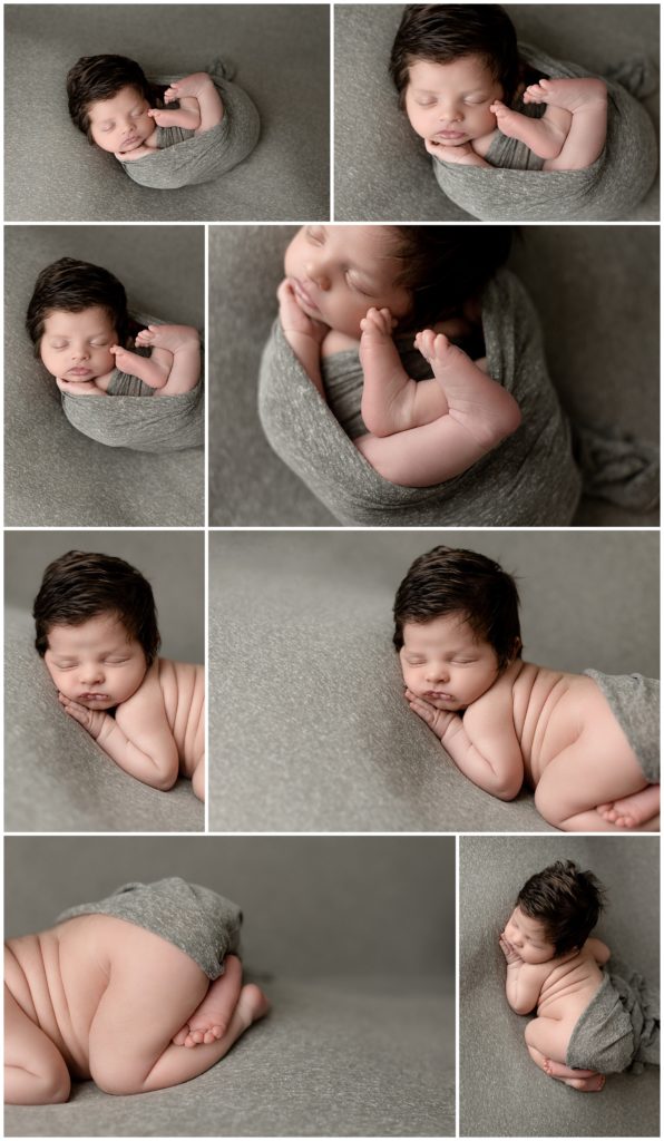 various sleepy squishy newborn poses