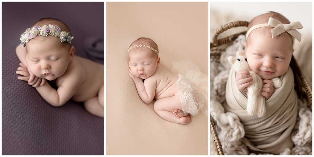 collage of sweet newborn girl photos
