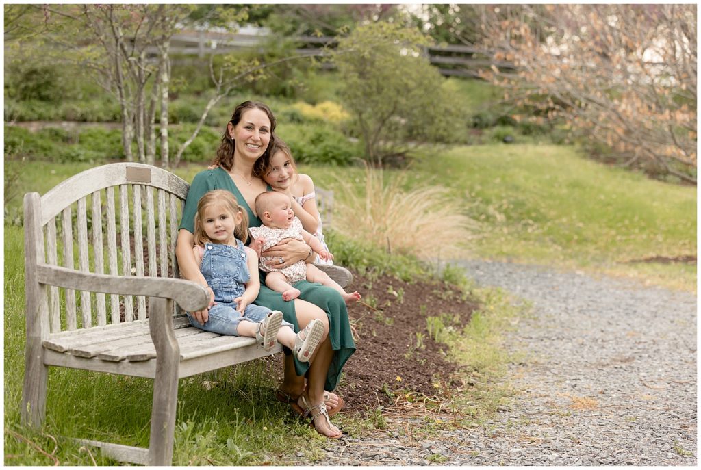 mom and daughter photos in the garden at Howard County Conservancy