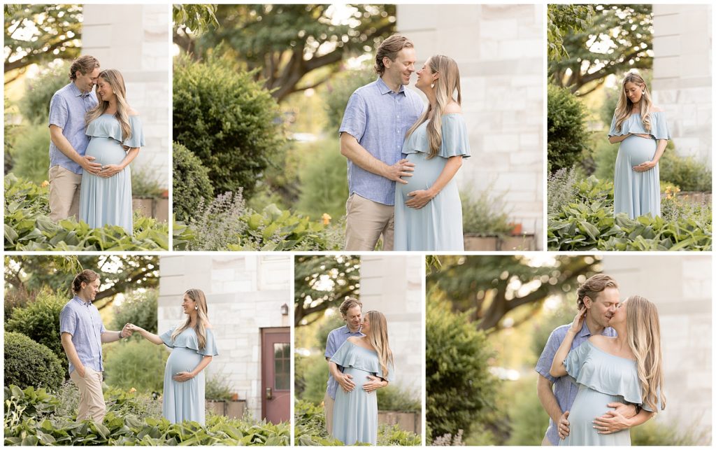 framed by trees, maternity pictures at the Shrine of St Anthony