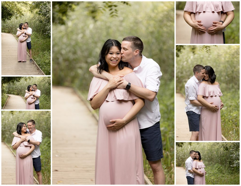 expectant parents snuggle, Font Hill Park maternity