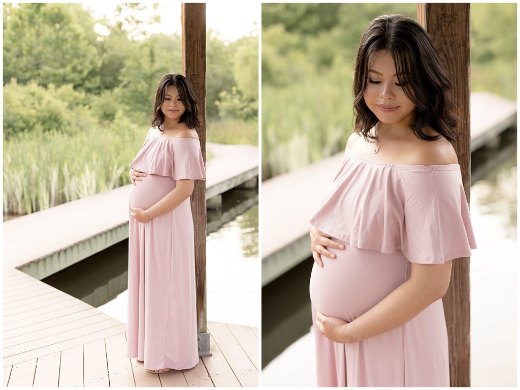 Font Hill Park maternity photos, pink maternity dress