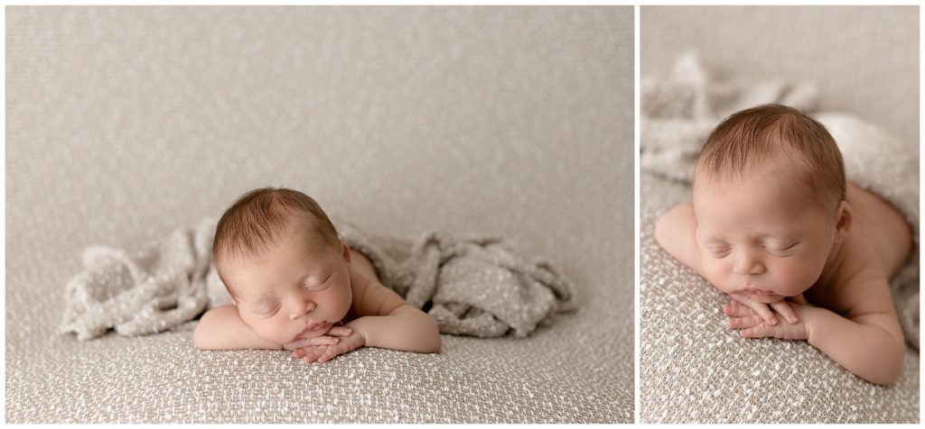 newborn session poses - head on hands