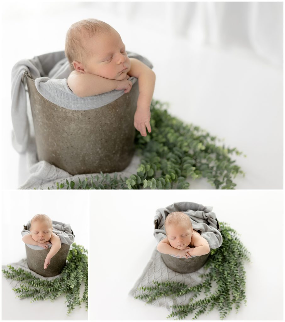 newborn mini session poses - bucket