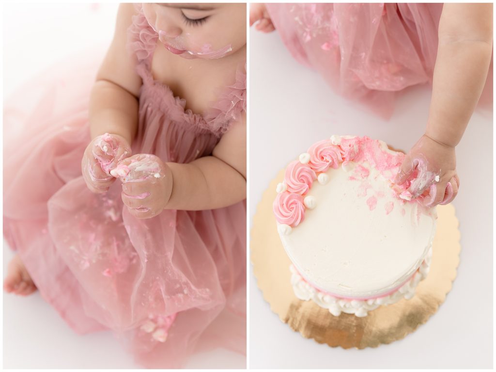 messy cake covered baby fingers