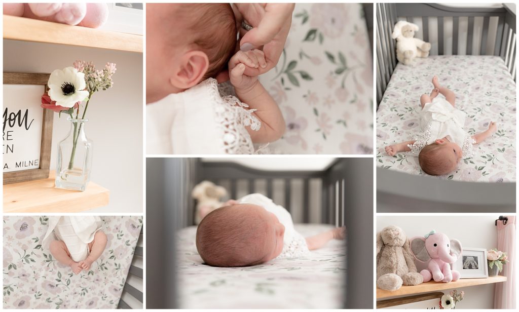 prepare for baby's newborn session - newborn in crib