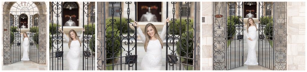 maternity pictures, wrought iron gates