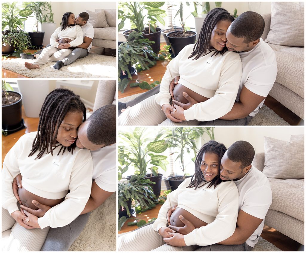 credit to your photographer - pregnant snuggles in living room