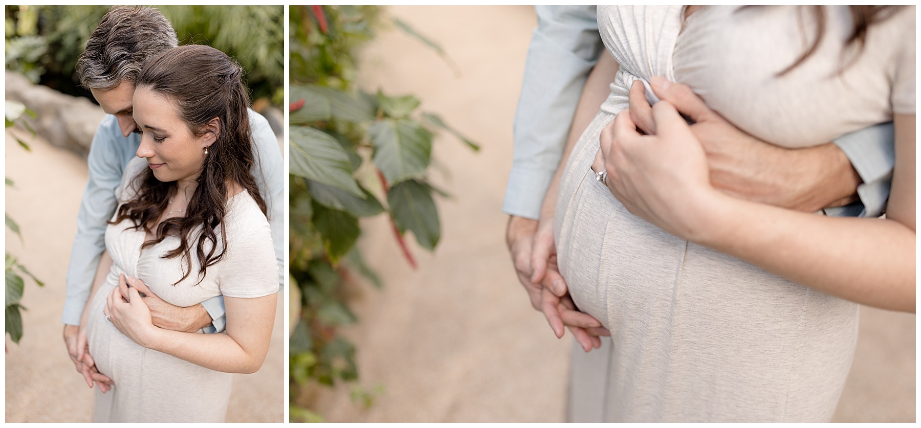 hands on pregnant belly at Rawlings Conservatory