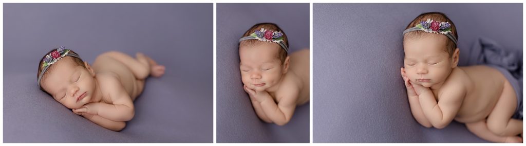 smiley newborn in purple