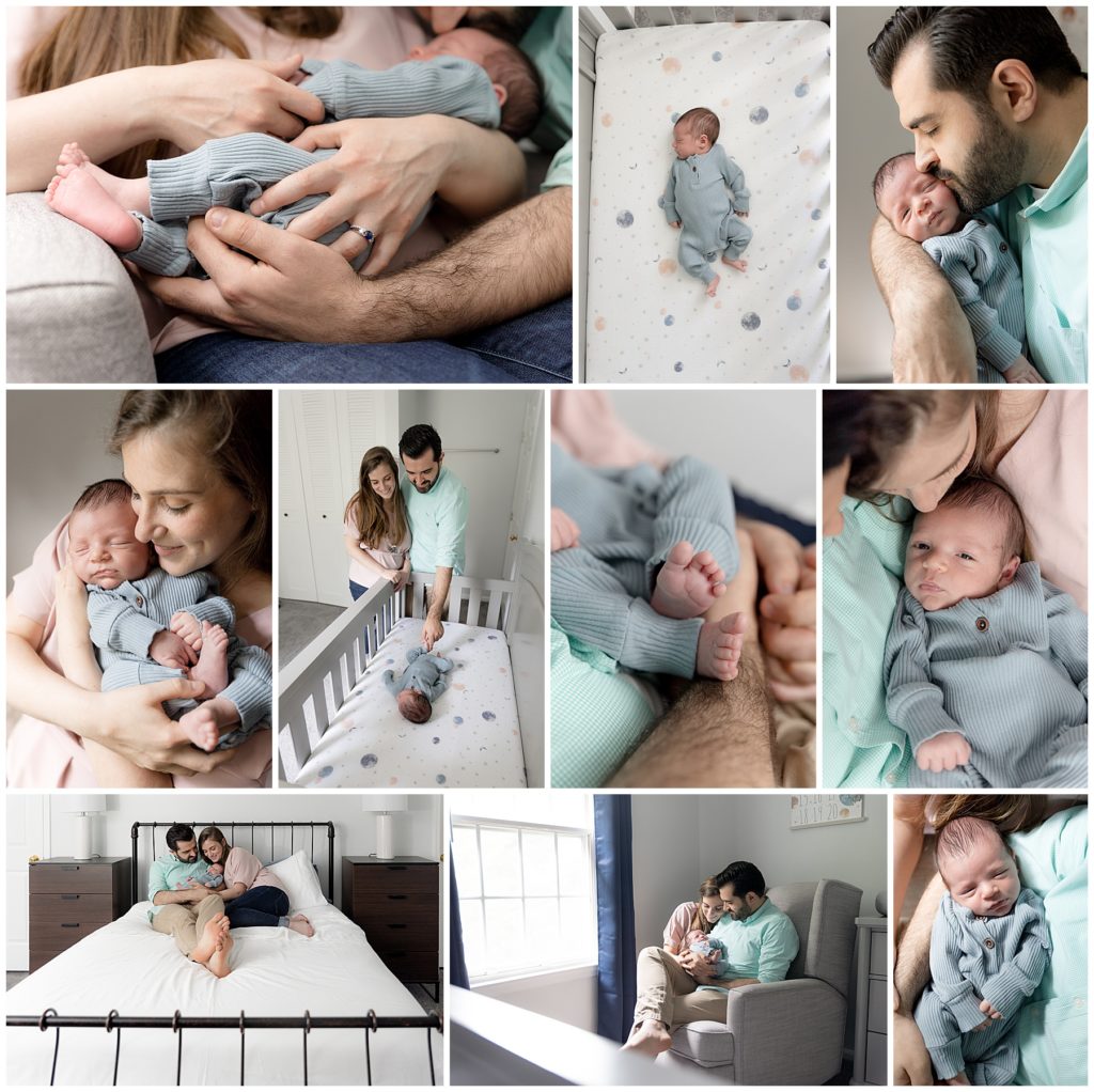 photo collage of in home newborn photos