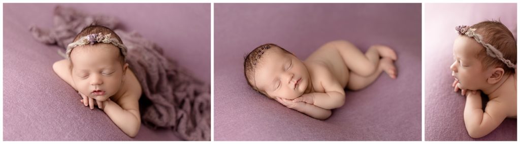 Studio or In Home Photos - posed newborn on purple