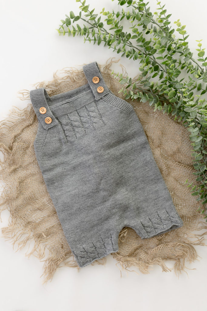 gray knit overalls - props and outfits