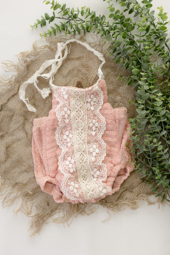 pink romper with lace