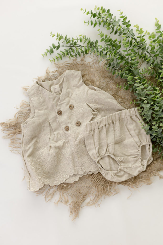 embroidered button vest with bloomers - props and outfits