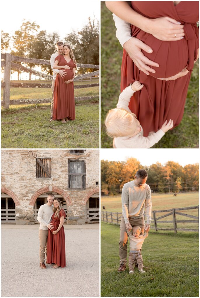 Pregnant mom along with her husband and toddler son posed for their maternity photography session