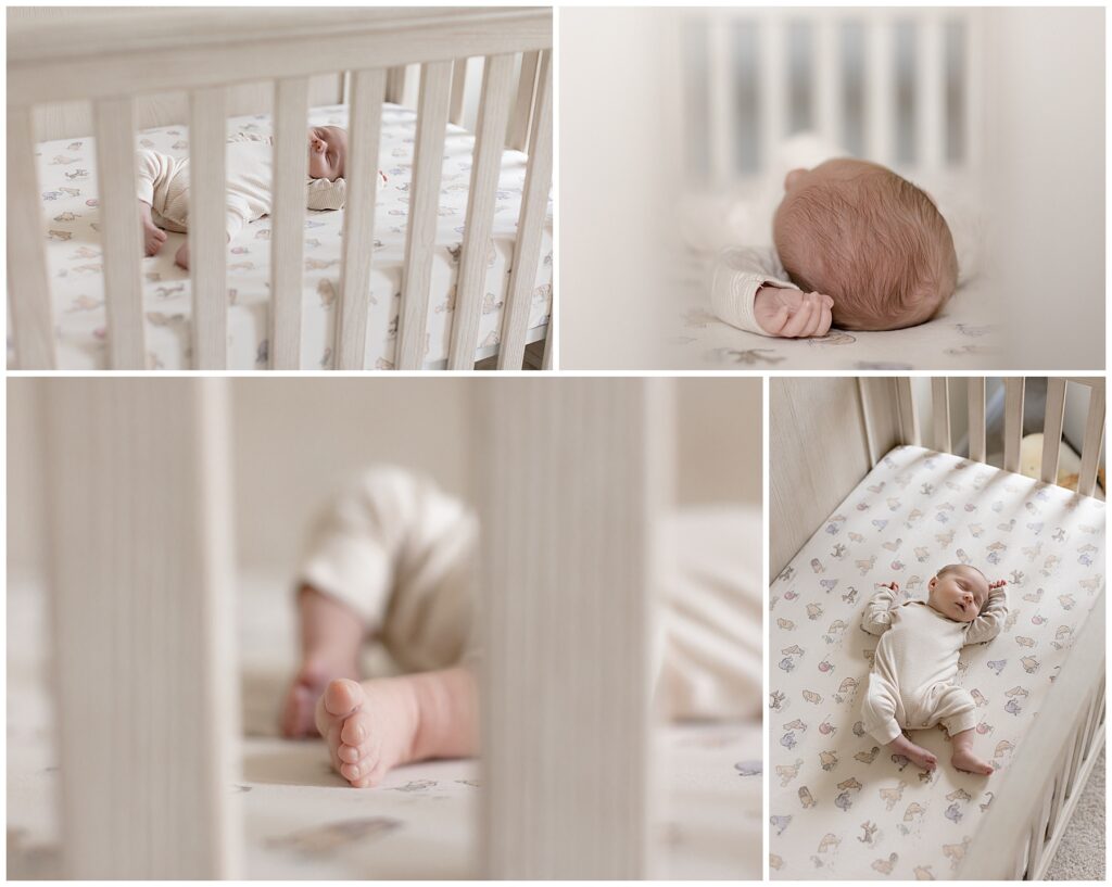 newborn photography showing baby in his crib