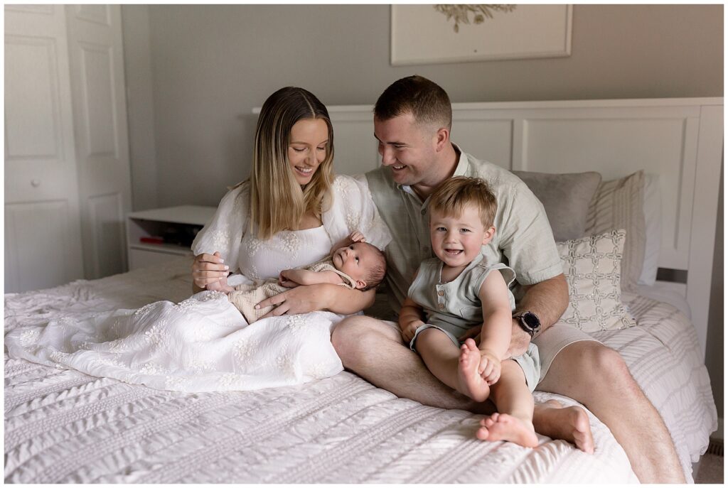family portrait during Maryland lifestyle newborn photo session